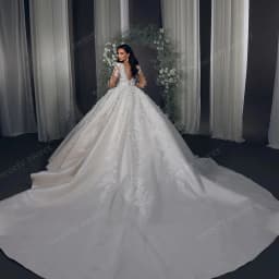 Exquisite Wedding Dress Satin With Embroidered Lace Ball Gown Full Sleeve Square Collar Customized Back Lace Up Vestido De Novia