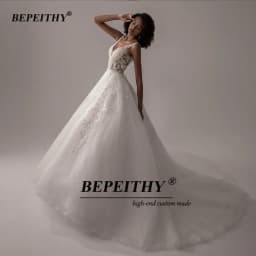BEPEITHY Customized Vestido De Noiva V Neck Sleeveless Wedding Dresses 2026 For Women A Line Ivory Lace Bride Boho Bridal Gown