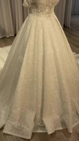 BEPEITHY Customized Luxury Strapless A Line Glitter Wedding Dresses Off The Shoulder Women Ivory Bling-Bling Bride Bridal Gown