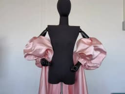 Pink Satin Detachable Train With Puff Sleeves Morden Formal Party Removable Cape Wedding Prom Overskirt Customized Skirt 2026