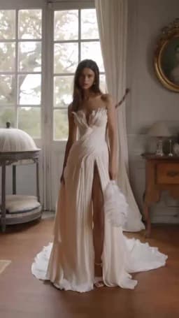 Verngo Chiffon Pleated Wedding Dress Strapless Side Slit Bridal Gowns Women Sweep Train Modern Bride Dresses Customized