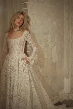 Kyoto Customized Exquisite Lace Square Neck Wedding Dress Long Sleeves A-line vestidos de noiva Court Train Evening Dresses 2025