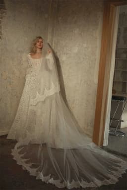 Kyoto Customized Exquisite Lace Square Neck Wedding Dress Long Sleeves A-line vestidos de noiva Court Train Evening Dresses 2025