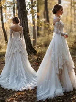 Tokyo Off Shoulder Long Sleeve Wedding Dress Lace Corset A Line Bridal Gown Fairy Forest Wedding Dress Vintage Party Gown 2026
