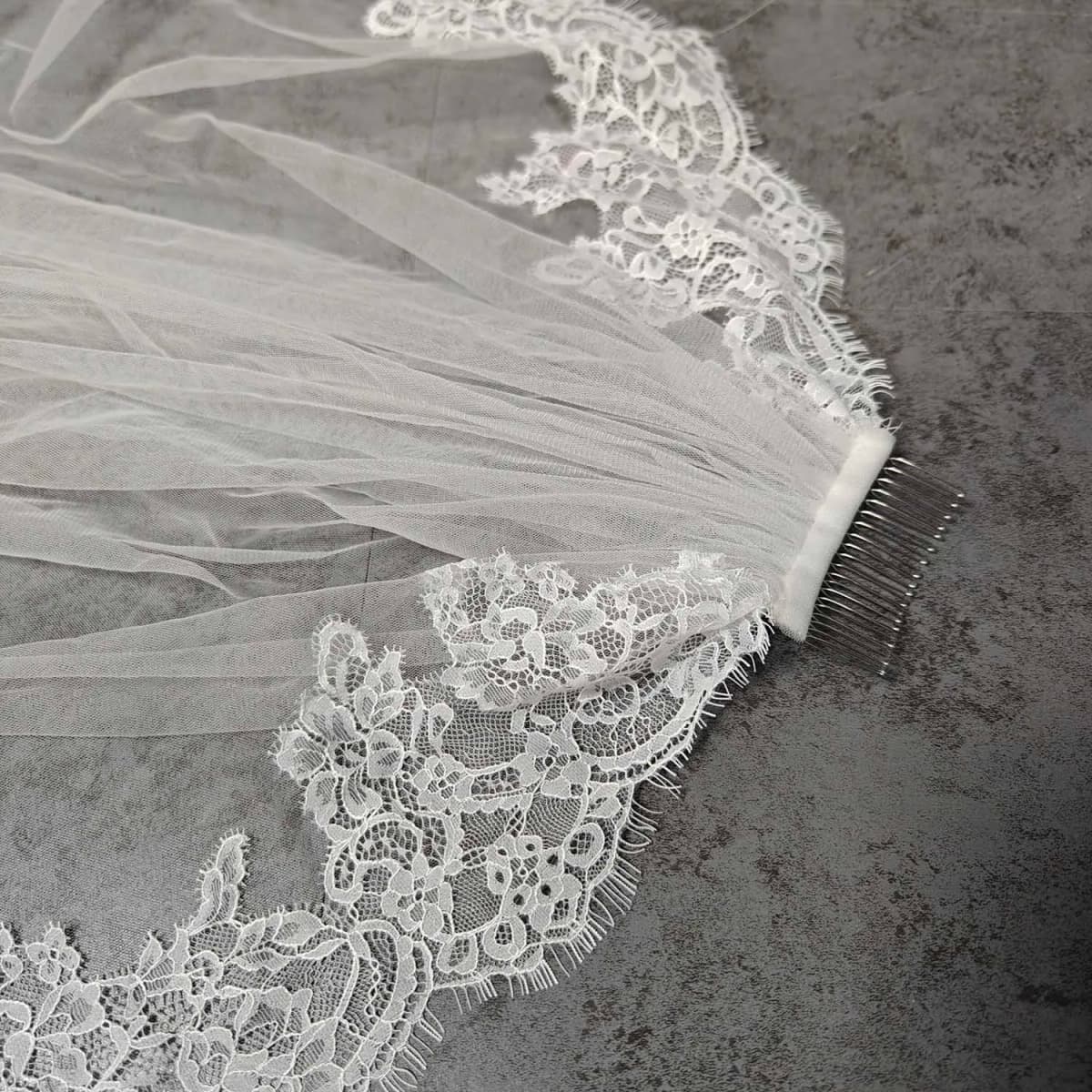 Customized Eyelash Lace Veil, 2m/2.5m/3m Wedding Veil with Comb, 1.5m Width Ivory Bridal Veil with Eyelash Lace