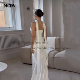 Satin Civil Wedding Dress 2026 Bride Strapless Sleeveless Pleat Bride Gowns Mermaid Lace Up Back Vestido De Novia Customized