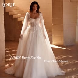 LORIE Elegant Lace Wedding Dresses Appliques Strapless A-Line Shawl Luxury Cloak Sweetheart Bridal Gown Customized Bride Dresses