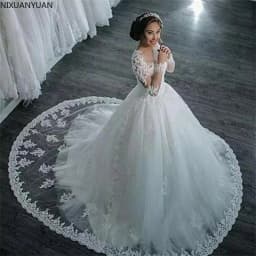 Elegant Dresses for Women Long Sleeve Wedding Dress Brides Robe Ball Gown Boutique Bride Female Floor-length Formal Customized