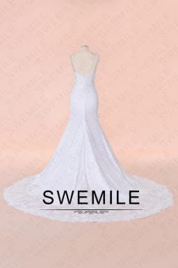 SWEMILE Elegant Mermaid Wedding Dress for Women Spaghetti Straps Button Appliques Bride Gowns Vestidos Para Mujer Customized