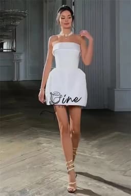 Oine Customized White Short Wedding Dresses Strapless Mini Sexy Bridal Gowns Sleeveless Formal Party Dress for Bride Birthday