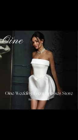 Oine Customized White Short Wedding Dresses Strapless Mini Sexy Bridal Gowns Sleeveless Formal Party Dress for Bride Birthday