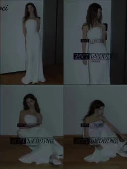 Zoci Luxury Strapless Wedding Dresses Sleeveless Pleats Satin Draped Korea Photos Shoot Dress Customized Backless Bridal Gown