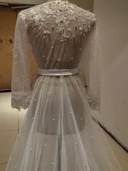 Pearls Appliques Long Sleeve Wedding Robe Jacket Robe Party Shawl BOLERO Bridal Cape Crystal Beaded Long Wedding Coat Customized
