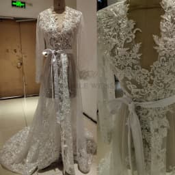Pearls Appliques Long Sleeve Wedding Robe Jacket Robe Party Shawl BOLERO Bridal Cape Crystal Beaded Long Wedding Coat Customized