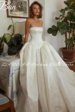 ZanBan Customized 2026 Lvory Jacquard A-line Wedding Dress Sleeveless Bridal Gown Princess Satin свадебное плать