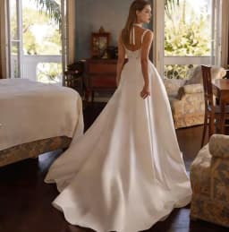 Customized Two Sets Vintage Luxury Lace Square Collar Short Wedding Dresses With Detachable Long Satin Skirt A-line Bridal Gowns