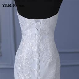 Y&M New Arabic Aso Ebi Vintage Lace Beaded Sequined Wedding Dresses Strapless Mermaid Bridal Dress Sexy Customized Wedding Gowns