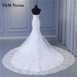 Y&M New Arabic Aso Ebi Vintage Lace Beaded Sequined Wedding Dresses Strapless Mermaid Bridal Dress Sexy Customized Wedding Gowns