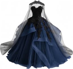 Gothic Victorian Tulle Wedding Dresses for Bride Black Lace Bridal Gowns Puffy Strapless Wedding Gown Dress with Cape