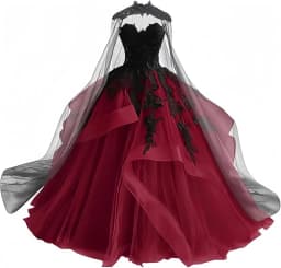 Gothic Victorian Tulle Wedding Dresses for Bride Black Lace Bridal Gowns Puffy Strapless Wedding Gown Dress with Cape