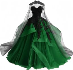 Gothic Victorian Tulle Wedding Dresses for Bride Black Lace Bridal Gowns Puffy Strapless Wedding Gown Dress with Cape