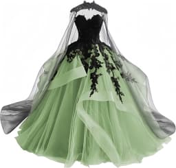 Gothic Victorian Tulle Wedding Dresses for Bride Black Lace Bridal Gowns Puffy Strapless Wedding Gown Dress with Cape