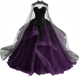 Gothic Victorian Tulle Wedding Dresses for Bride Black Lace Bridal Gowns Puffy Strapless Wedding Gown Dress with Cape