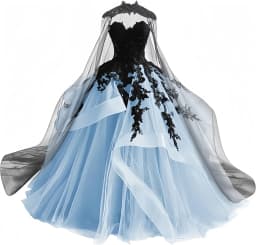 Gothic Victorian Tulle Wedding Dresses for Bride Black Lace Bridal Gowns Puffy Strapless Wedding Gown Dress with Cape