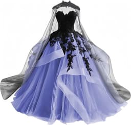 Gothic Victorian Tulle Wedding Dresses for Bride Black Lace Bridal Gowns Puffy Strapless Wedding Gown Dress with Cape