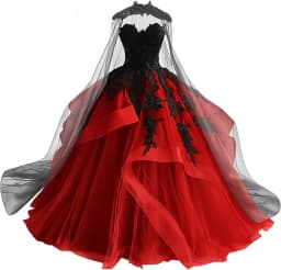 Gothic Victorian Tulle Wedding Dresses for Bride Black Lace Bridal Gowns Puffy Strapless Wedding Gown Dress with Cape