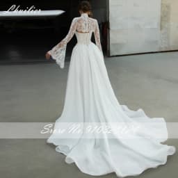 Lhuilier Customized A Line Strapless Lace Wedding Dresses Illusion Bridal Gowns with Removable Lace Jacket