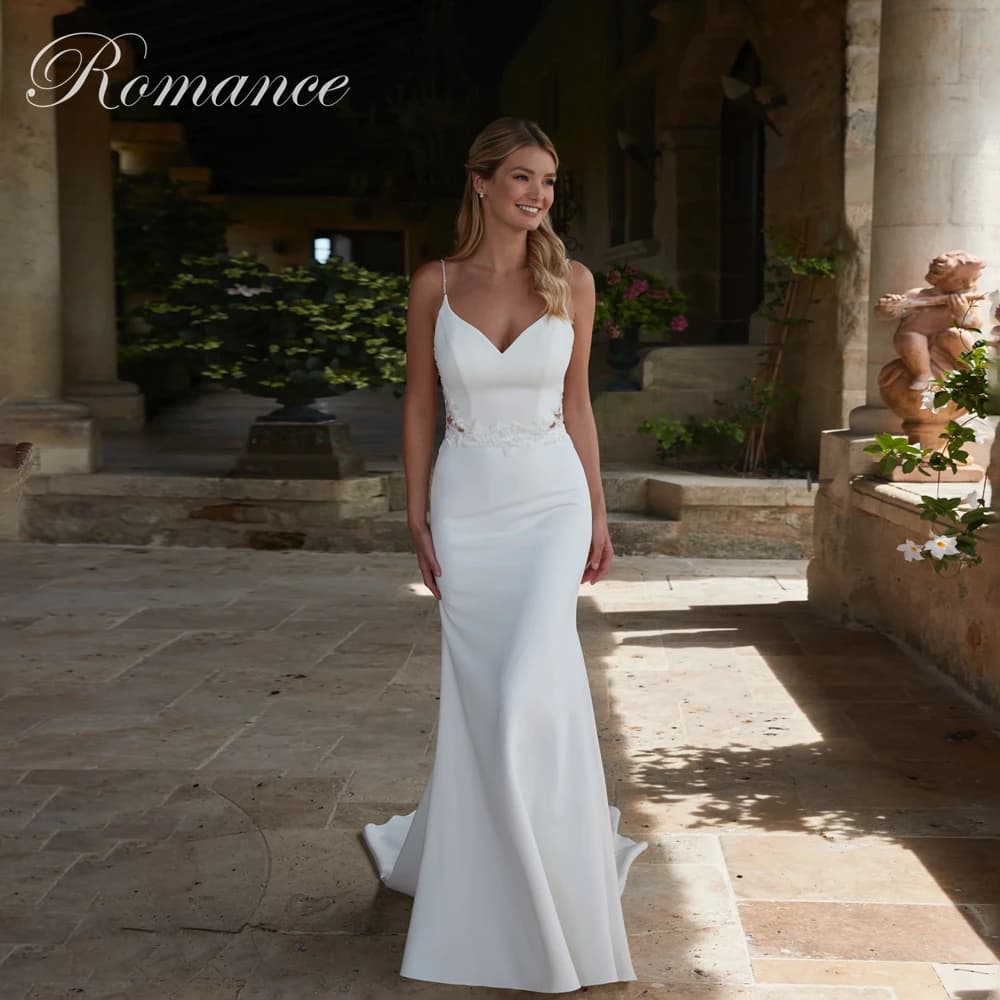 Elegant Lace Pleat Spaghetti Straps Mermaid Wedding Dress V-Neck 2026 Women Backless Sleeveless Vestidos De Novia Customized