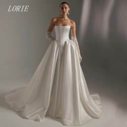 LORIE Luxury A Line Wedding Dress Minimalist Strapless Bridal Dresses Elegant Wedding Gown Customized 2026