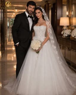 Customized Strapless Wedding Dress Ball Gown 2026 Lace Corset Bridal Gown with Bow Tie Soft Layered Tulle Vestidos de Novia