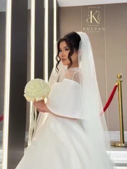 Customized Satin Ball Gown Wedding Dress Off Shoulder Cape Sleeve Pearl Sheer High Neck A Line Bridal Gown With Train We