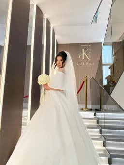Customized Satin Ball Gown Wedding Dress Off Shoulder Cape Sleeve Pearl Sheer High Neck A Line Bridal Gown With Train We