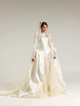 Vestido De Novia Desmontable 2 En 1 Lace Wedding Dress Satin Vestidos Para Boda Por La Iglesia Corset Long Sleeve Vintage Noiva
