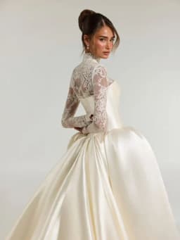 Vestido De Novia Desmontable 2 En 1 Lace Wedding Dress Satin Vestidos Para Boda Por La Iglesia Corset Long Sleeve Vintage Noiva