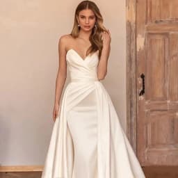 Customized 2 In 1 Detachable Train Wedding Dress 2026 Satin Sleeveless Simple Mermaid Princess Bride Gowns Vestido De Noiva