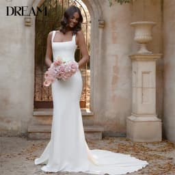 Classic Mermaid Wedding Dresses 2026 Square Collar Spaghetti Straps Open Back Buttons Bridal Gowns Vestidos De Novia Customized