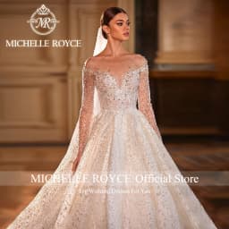 Michelle Royce Luxury Ball Gown Wedding Dresses For Women Shining Beading Princess Backless Wedding Gown Vestidos De Novia