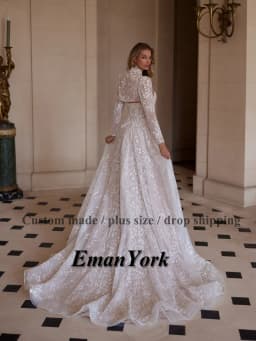 EmanY Delicate Wedding Dresses for Women with Appliques A-line Sleeveless Lace up Pleat Robe De Soiree De Mariage Customized