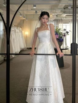 Classic Jacquard Satin Wedding Party Dress Square Collar Ivory A-Line Korea Photo Shoot Bridal Reception Gown Customized