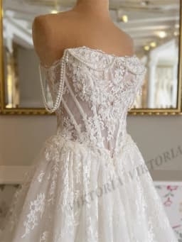 VIKTORIA Princess Pearls Wedding Dresses For Woman Bridal A-LINE Off the Shoulder Lace Appliques Vestidos De Novia Custom Made