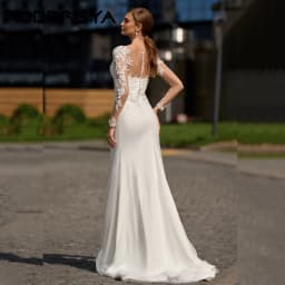 RODDRSYA Mermaid Classic Bride Dress Long sleeves Chiffon Appliques Wedding Gowns Elegant Back Button robe de mariée Customized
