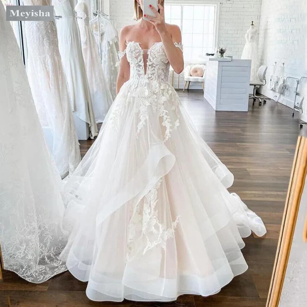 ZJ9378 Customized Classic Wedding Dresses For Brides 2026 layered Ruched Appliques Scoop Formal  Personalised For Women