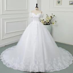 New Off The Shoulder Lace Wedding Dress Applique Bride Dress With Train Ball Gown Princess Classic Wedding Gowns Customized