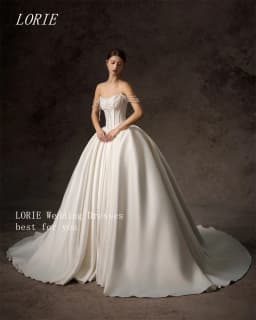 LORIE Luxury A Line Wedding Dress Lace Up Strapless Bridal Dresses Lace Beading Sleeveless Pleat Wedding Gown Customized 2026