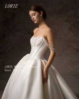 LORIE Luxury A Line Wedding Dress Lace Up Strapless Bridal Dresses Lace Beading Sleeveless Pleat Wedding Gown Customized 2026