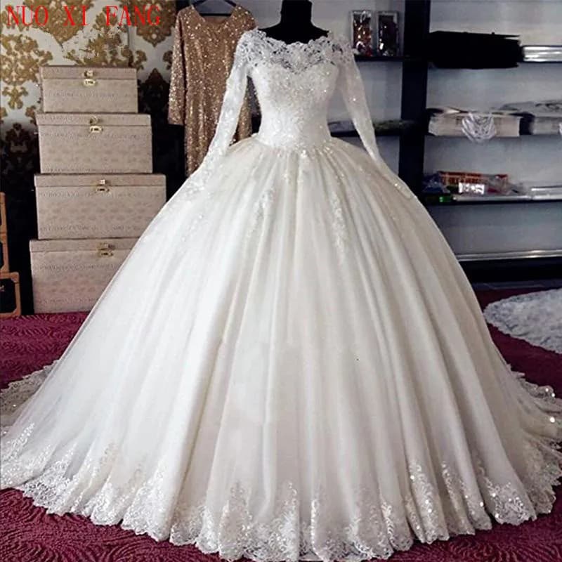 Customized Ball Gown Wedding Dresses Long Sleeve Lace Applique Turkey Vestidos de Noiva Vintage Wedding Bridal Gowns 2025